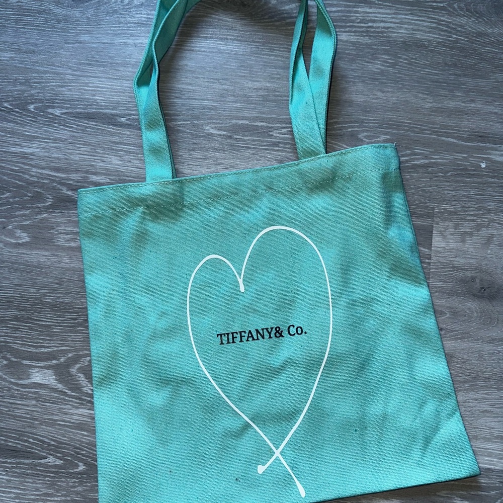 Tiffany & Co. Turquoise Heart Canvas Tote